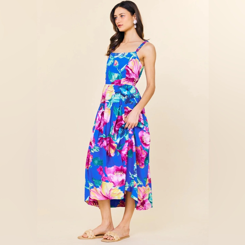 NWT Skies Are Blue Braided Strap Vibrant Floral Dress